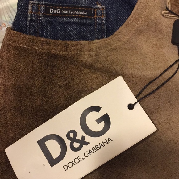đź’ĄDOLCE & GABBANA VINTAGE DEMIN & SUEDE SKIRT - Picture 8 of 8